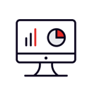 Icon of a computer monitor displaying charts and graphs, representing software or data analysis.
