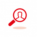 Red magnifying glass icon