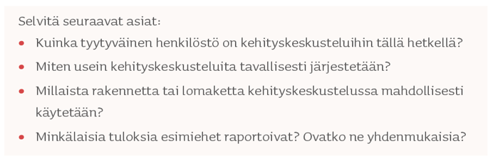 Selvitä seuraavat asiat