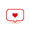 Small red heart inside a message icon